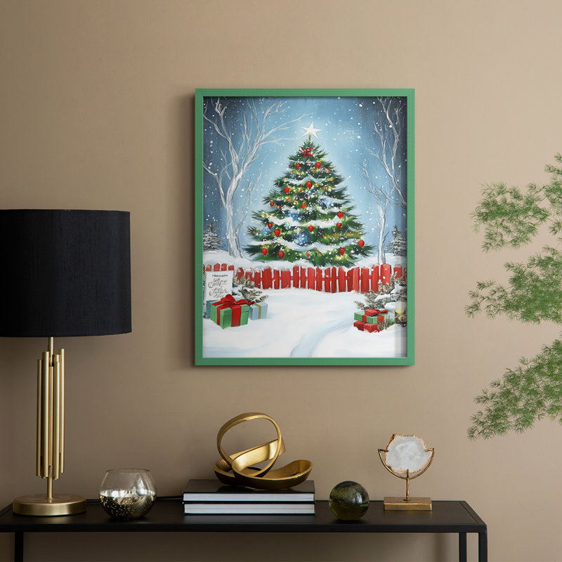 Reproduction encadrée - bois massif, Vert, H 30 po x l 24 po