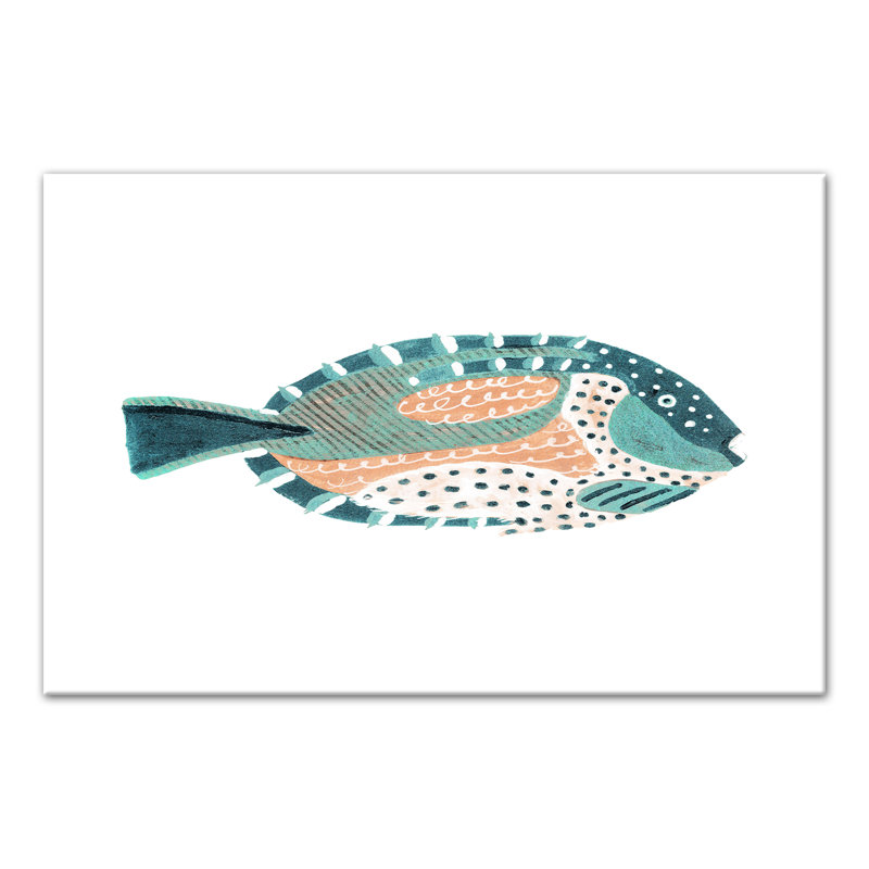 " Patterened Fish ", 12" H x 18" W x 1.25" D, Wrapped Canvas