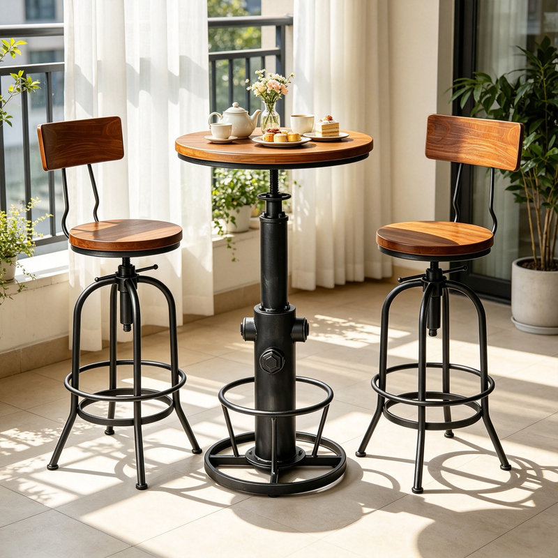 Gatti 2 - Person Pine Solid Wood Top Four Leg Base Dining Set, Silver