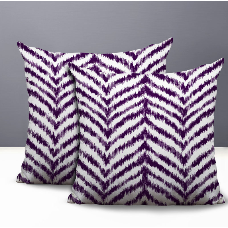 Oreiller réversible intérieur / extérieur à imprimé zébré Kent, 18x18, Purple