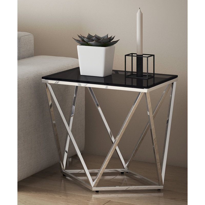 Gabriela Glass Top Pedestal End Table
