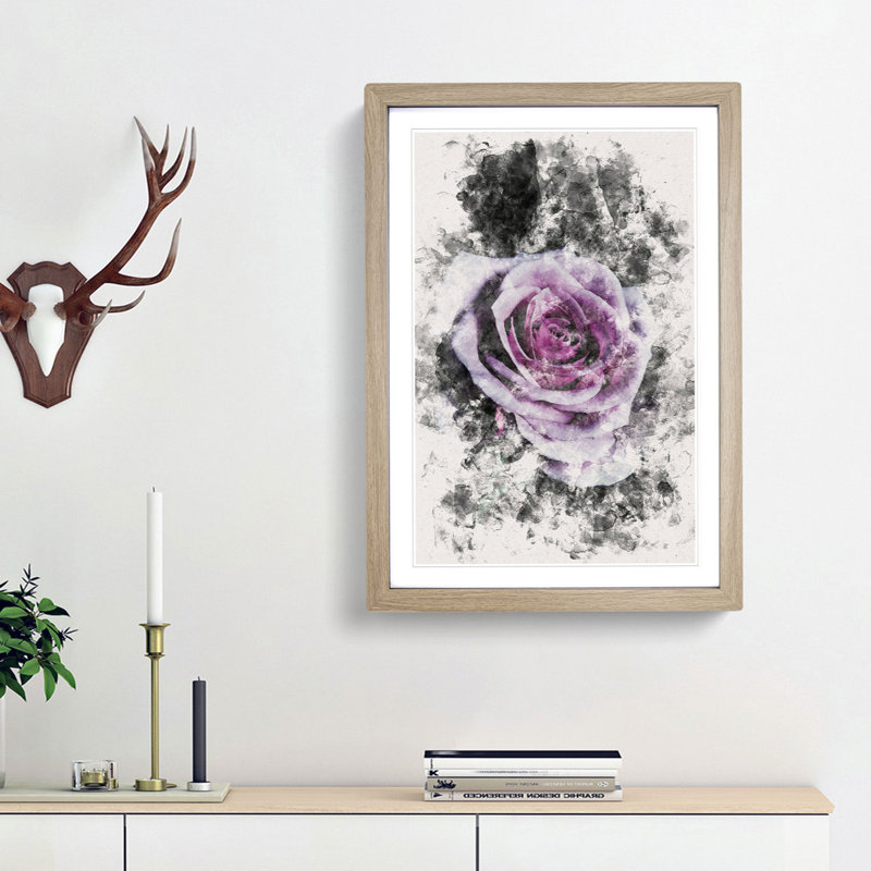 The Pale Purple Rose - Picture Frame Graphic Art, Oak Framed, 87cm H x 62cm W x 2cm D