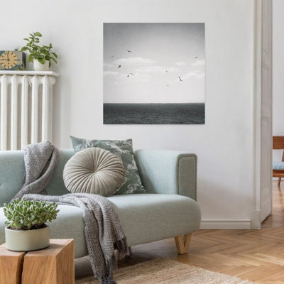 «Coastal Calm Days Iv Bw Crop» avec art d'oiseaux