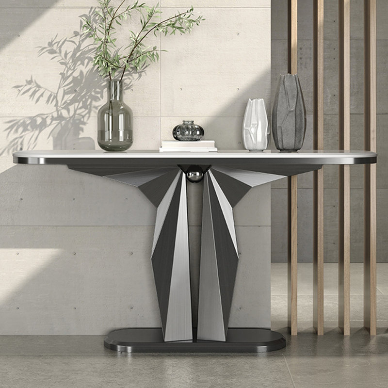 Console de style italien simple et luxueuse, H 33,5 po x l 63 po x P 13,8 po , Gris