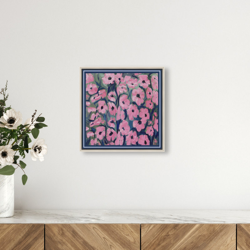 Night Blooms Print by Oliver Gal, 13"H x 13"W, Silver Floater Frame