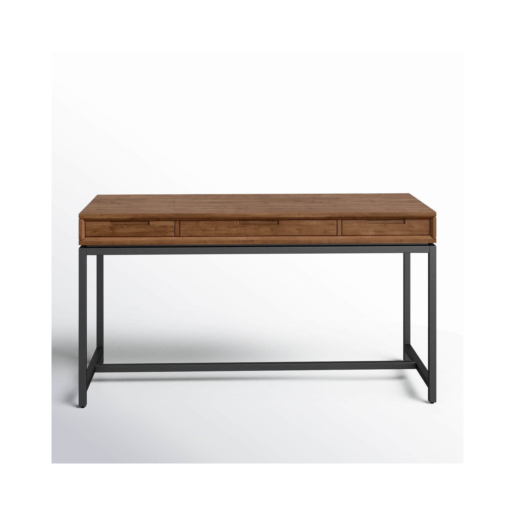 Lars Mid Century Desk, 31.50" H x 72" W x 24" D, Saddle Brown/Black