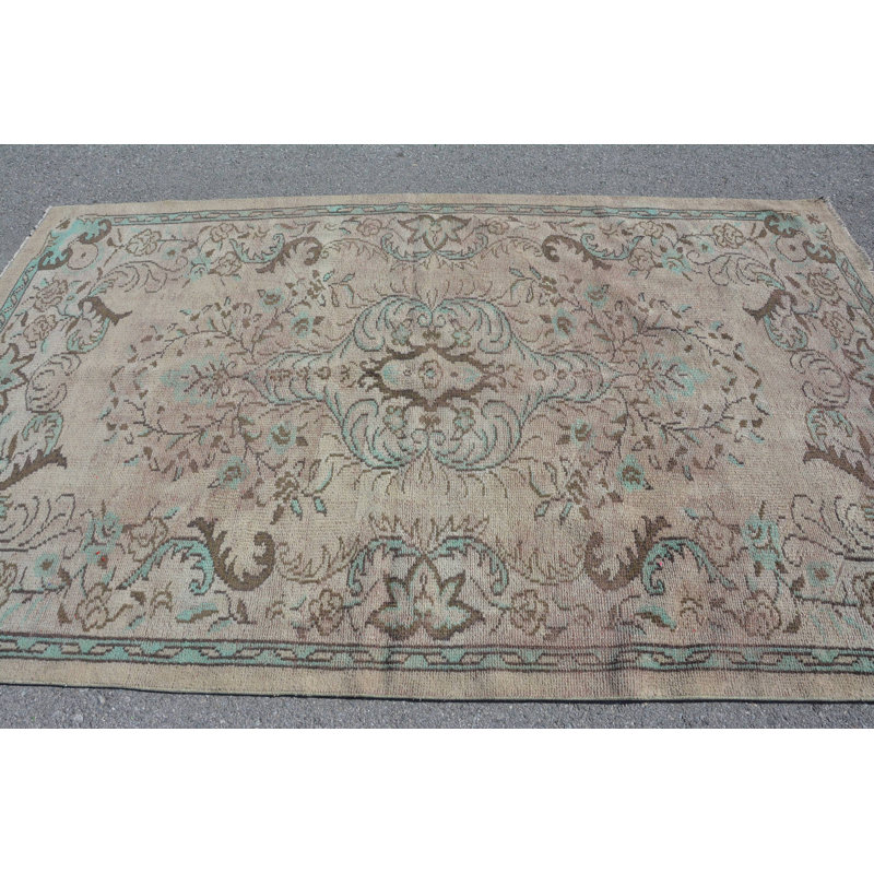 Tapis bleu, grands tapis de 5,5 pi x 9,2 pi, tapis de luxe, tapis tissés à la main, tapis rétro, tapis turc
