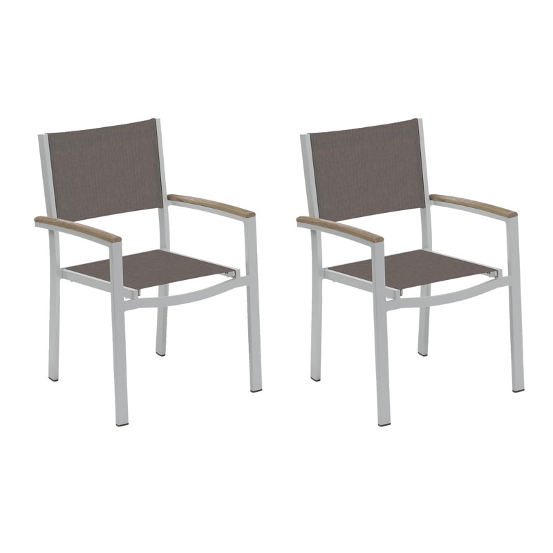 Travira Stacking Patio Dining Chair, Cocoa, Tekwood Natural, Flint
