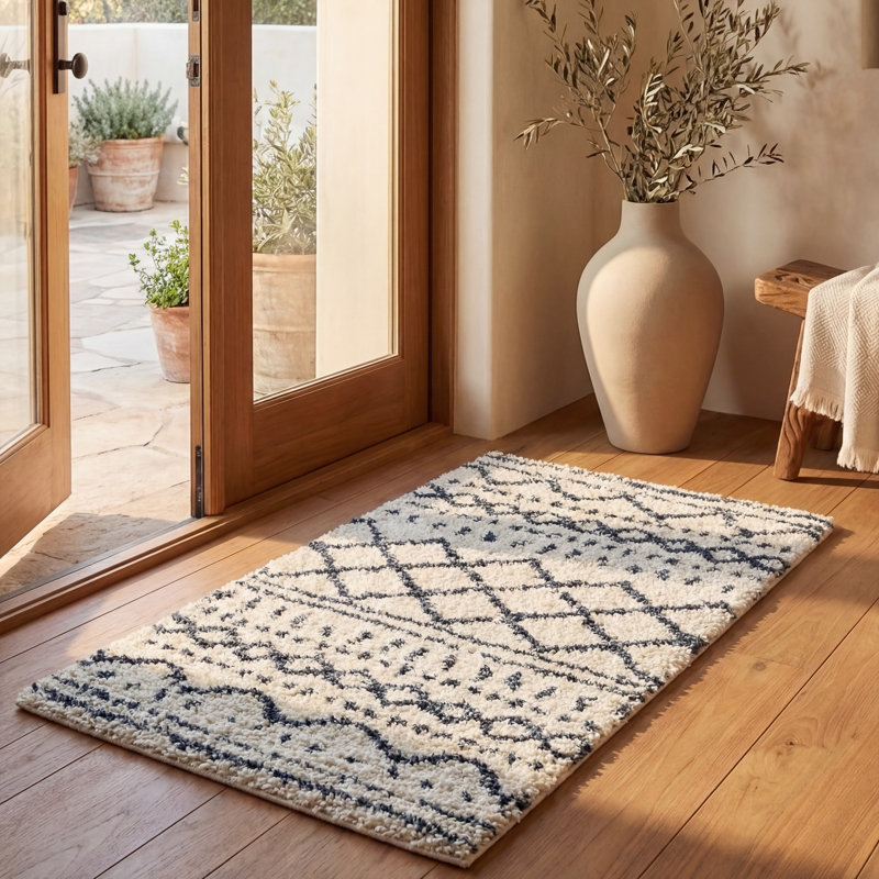 Develin Performance Chevron Rug, Rectangle 2'3" x 4', Ivory/Slate