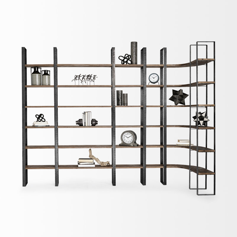 Tauton II 90" Bookcase, Black/Dark Brown