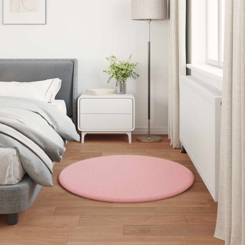  Faux Rabbit Fur Rug Olite Polyester, Round 160 cm, Grey
