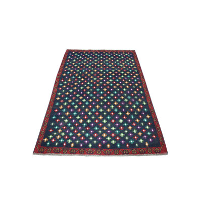 Tapis de zone en laine 4 pi 3 po x 6 po one-of-kind noué la blue Abarne