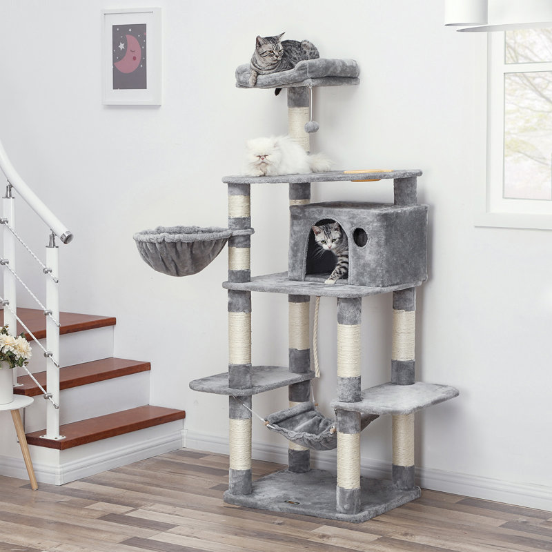 Barking 164cm H Cat Tree, Light Grey