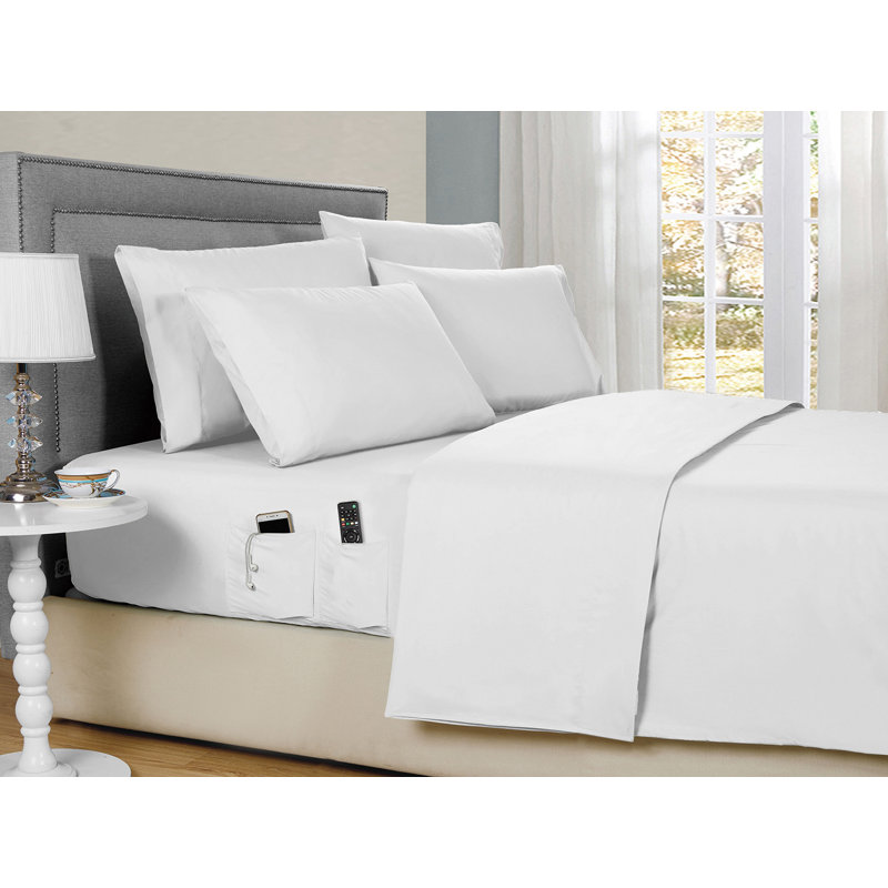 Kathy Ireland 6 Piece Smart Pocket Sheet Set, White, Twin