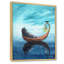 Un chat dans un bateau avec une lanterne et un oiseau noir - peinture sur toile-67382924-67382928