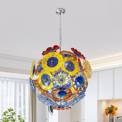 Lustre en verre de style Sputnik de 61 cm (24 po) avec suspension et chaîne réglable