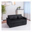Canapé-lit, canapé-lit escamotable en velours 3 en 1 avec accoudoirs, poches de rangement et 2 coussins, dossier réglable, canapé-lit pour le salon, chambre à coucher (noir)