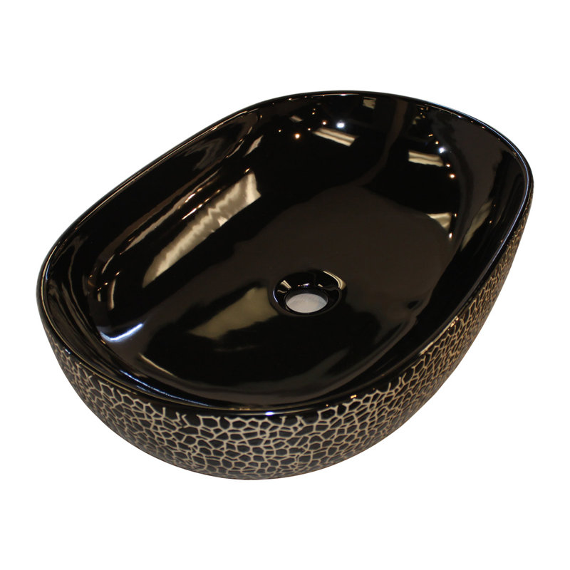 Dowell Ceramic Oval Vessel Sink, Black