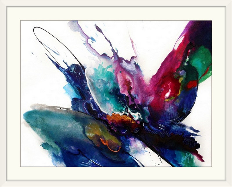 « Impulse IV », reproduction d'art, H 35 po x l 44 po x P 1 po, Cadre blanc
