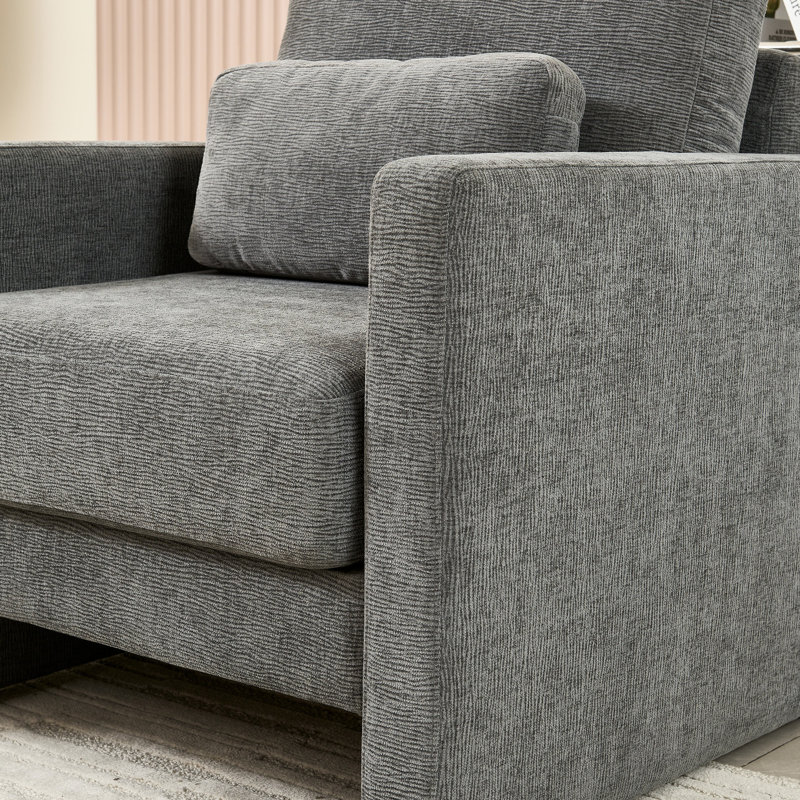Élégante chaise rembourrée en chenille - La fabrication en bois massif ajoute de l'élégance au salon, à la chambre à coucher et au bureau