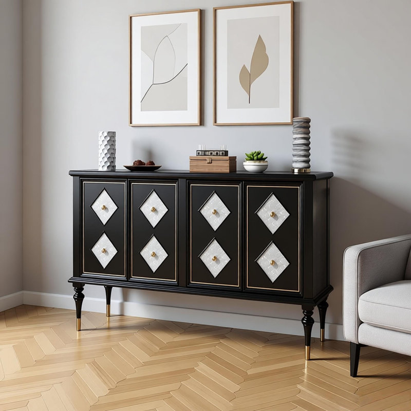 Buffet de rangement rétro de style français, H 33,46 po x l 55,11 po x P 15,74 po