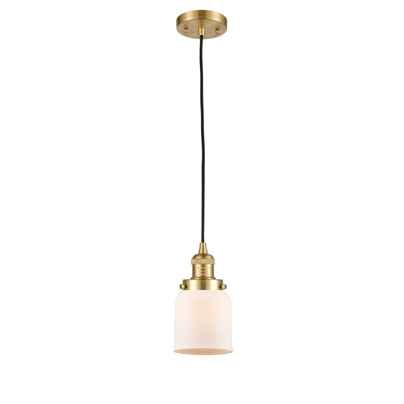 Witherington 1 - Light Single Pendant, Matte White Cased, 8.88" H x 5" W x 5" D, Satin Gold