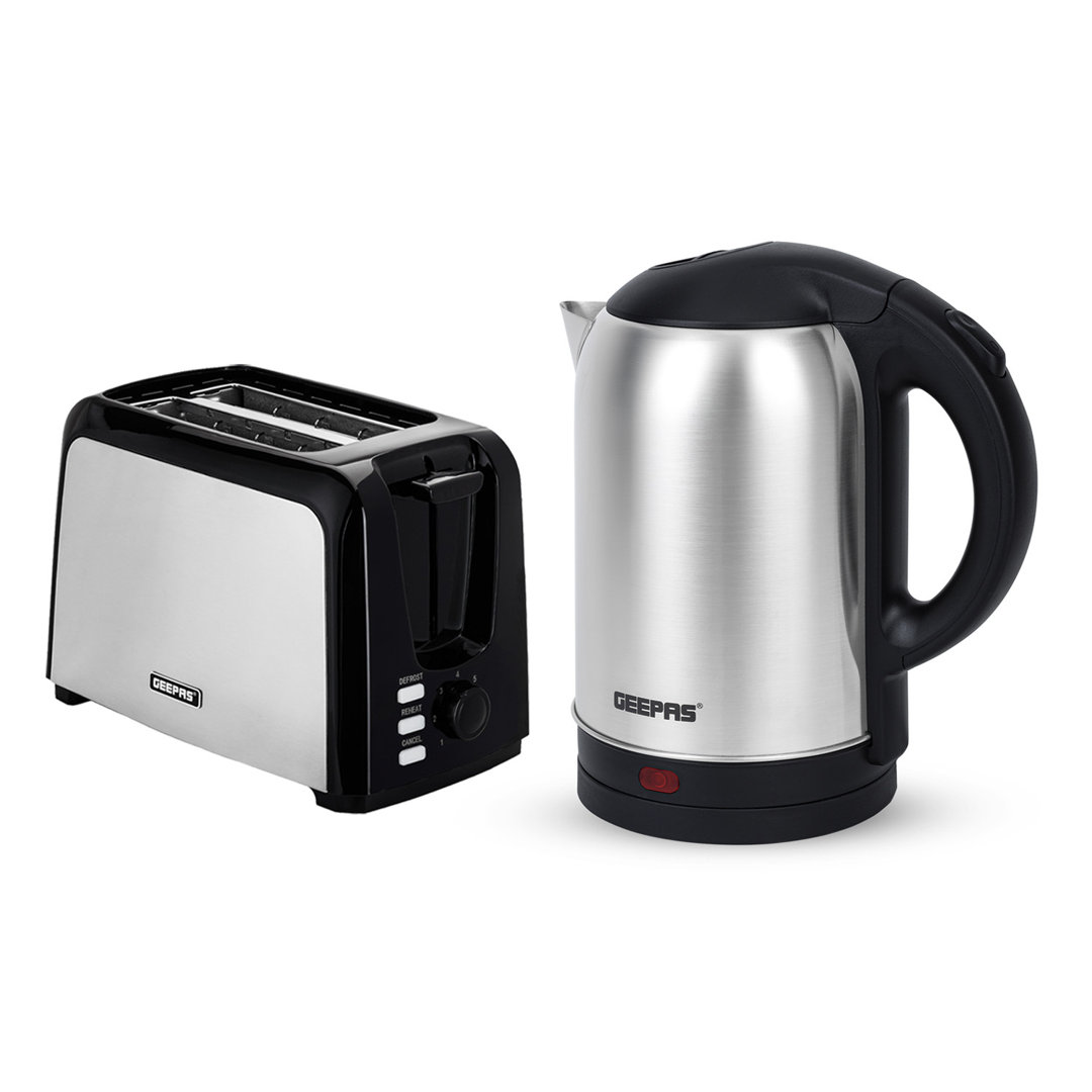 Geepas Unisex Silver 2 Slice Bread Toaster & 1.8L Electric Kettle Kitchen Combo Set In - Image 7