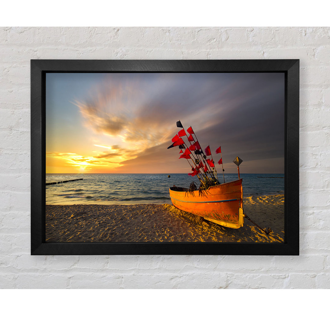 Gerahmter Fotodruck Flags In A Fishing Boat