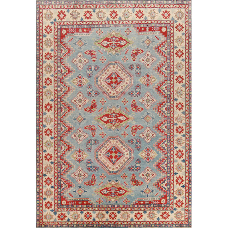 Tapis oriental clair clair fait à la main Kazak 10 x 13
