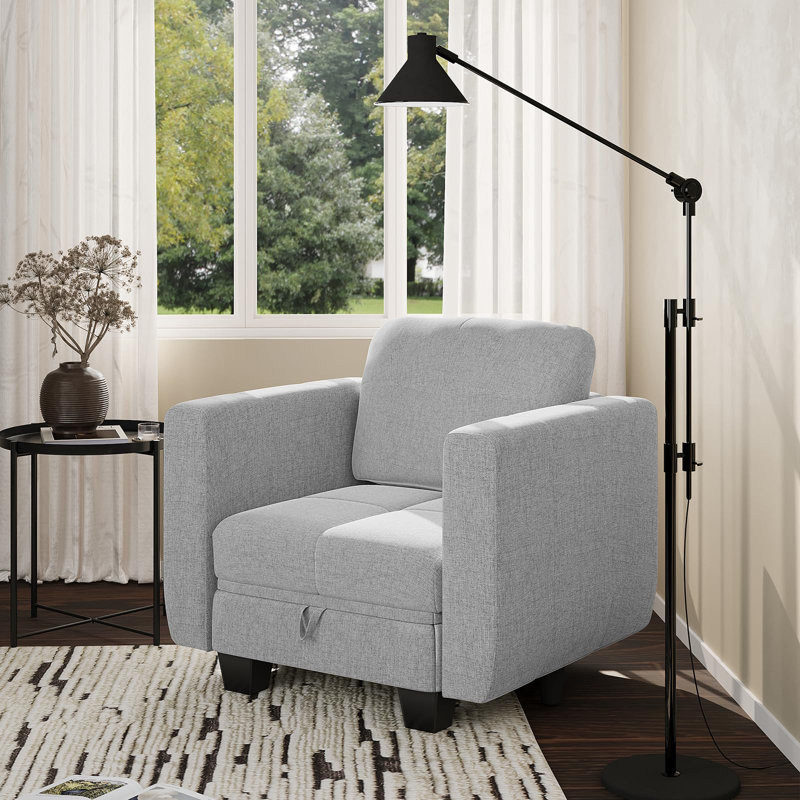 Upholstered Club Chair, Light Grey