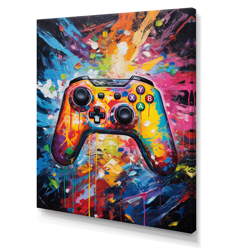 Coloré jeu vidéo rétro - art mural jeux vidéo, Toile tendue, H 32 po x l 24 po x P 1 po
