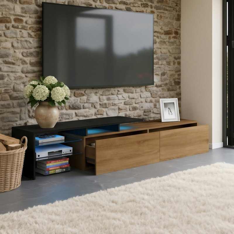 Unfinished TV Stand for TVs up to 75", Brown Wood