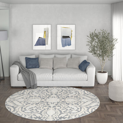 Taliyah Damask Gray Area Rug