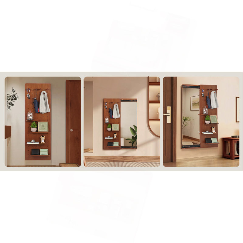 Wall Mounted Full Length Mirror, Full Body Mirror With Shelf, Full Body Mirror With Hook Wall Mounted Mirror With Multifunctional Design Panel, Bedroom/Living Room/Entrance  (47.6*15.7In)