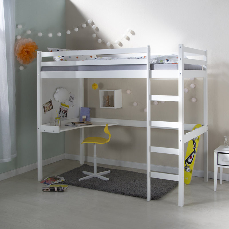 Lafon European Single (90 X 200Cm) Solid Wood Loft Bed with Built-in-Desk by Mack + Milo, White