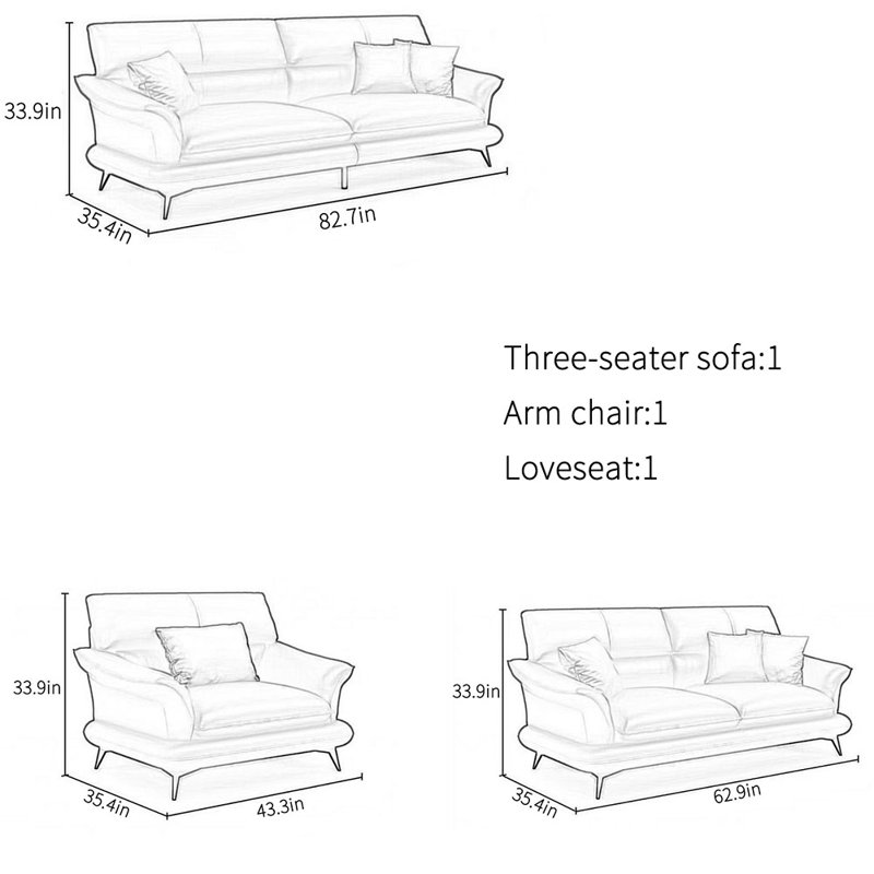 Italian comfortable simple business sofa set