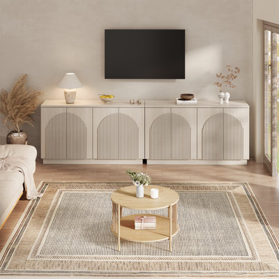 Designer 55'' Curved Three-dimensional Texture Sideboard(set Of 2)