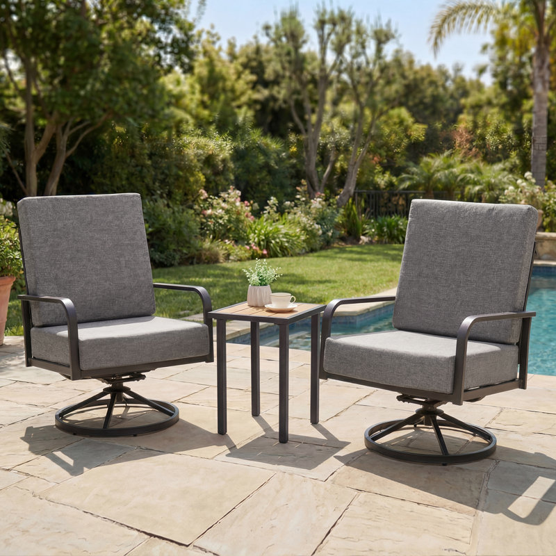 Ensemble de conversation de patio en acier 3 pièces, ensemble de mobilier de patio pour 2 personnes avec table basse pour la cour