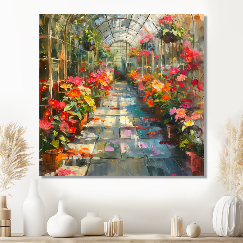 Fleurs orange et roses en fleurs II - art mural fleurs, Sans cadre, métal, H 36 po x l 36 po