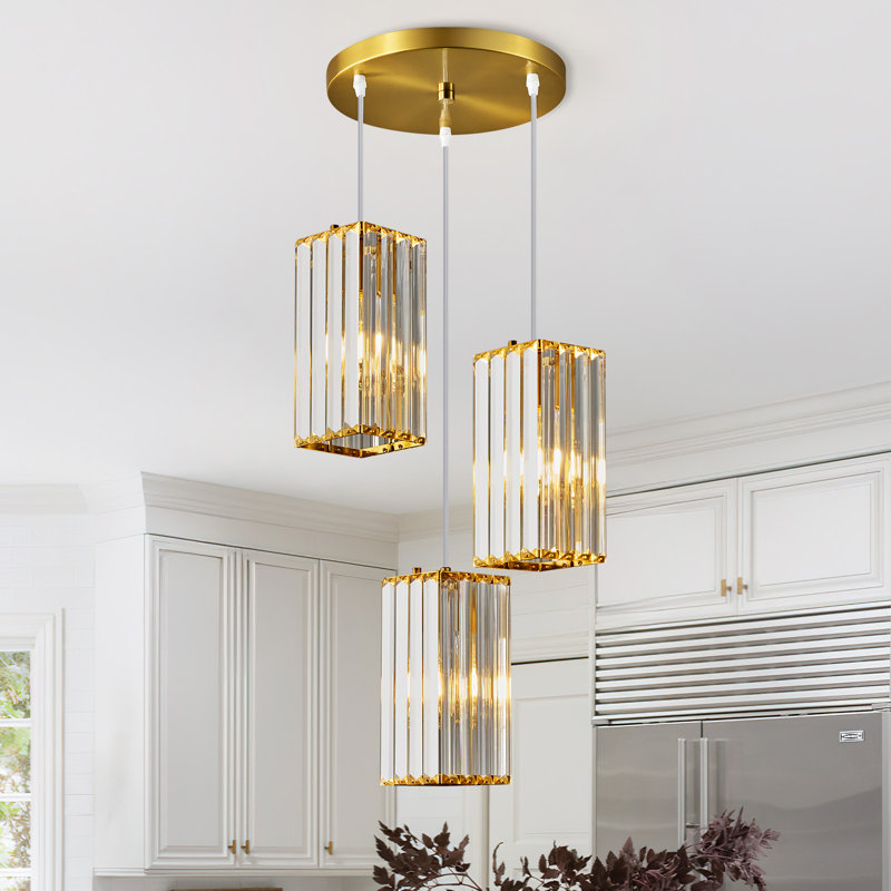 Luminaire suspendu moderne Luminaire suspendu rectangulaire Mini lustres en cristal Luminaire suspendu réglable pour îlot de cuisine Salon