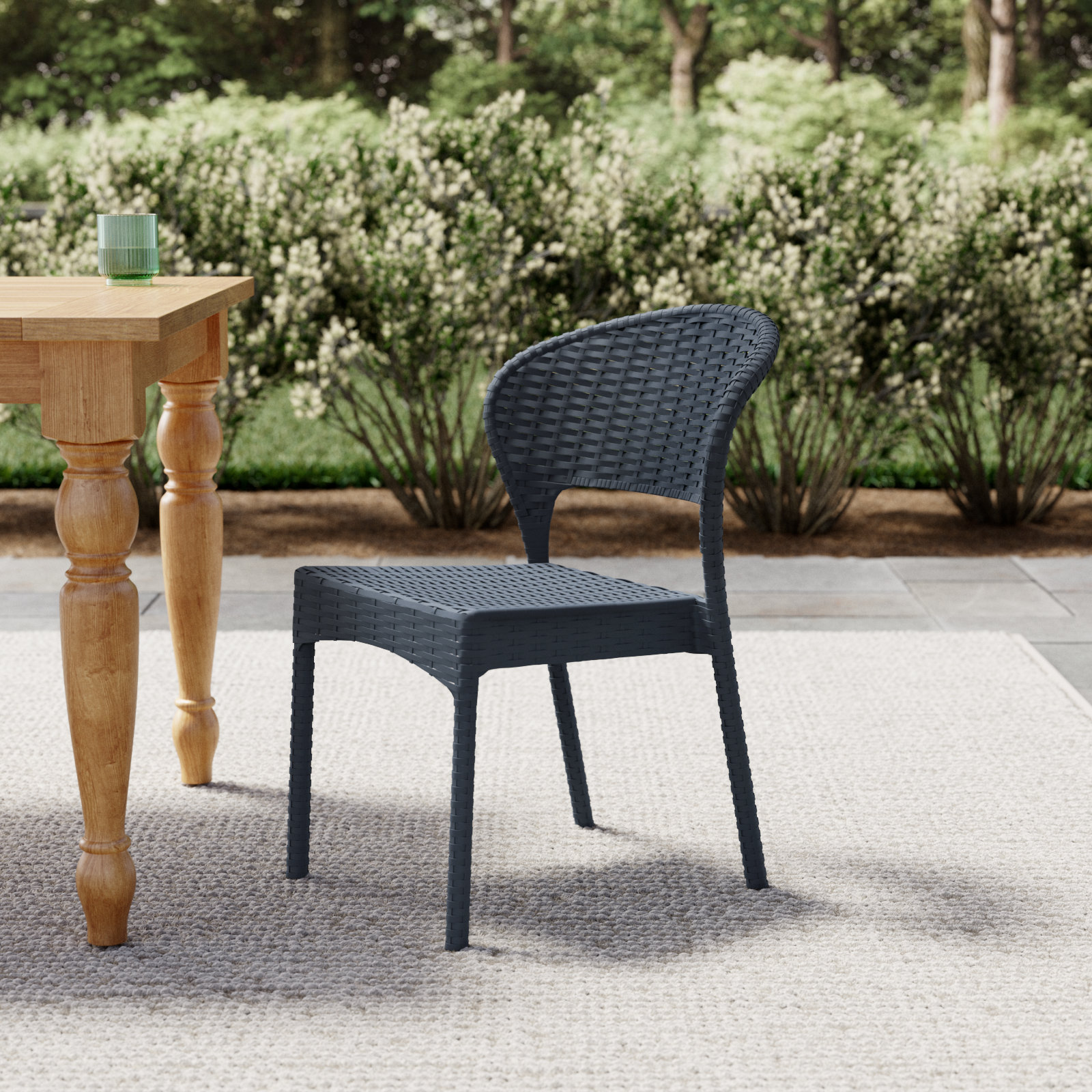 Coral Stacking Side Chair, Rattan Gray