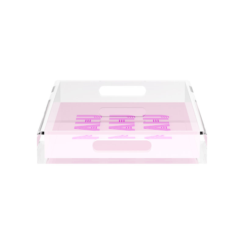 Mahjong Acrylic Decorative Tray, Rectangle, 17"W x 10.5"D x 2"H, Pink