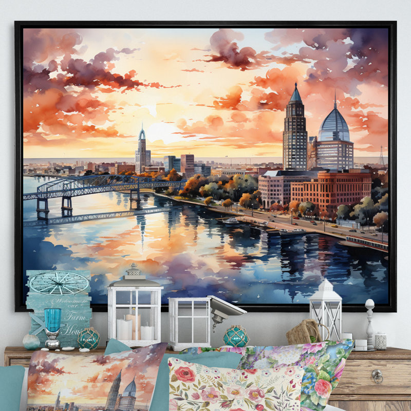 «Jacksonville Bay Florida V», reproduction sur toile, Cadre flottant noir, H 24 po x l 32 po x P 1 po