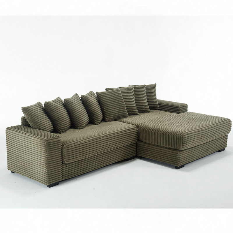 Oversized Two-Piece Couches, Green Corduroy