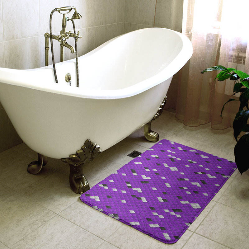 Tapis de bain géométrique anti-dérapant en forme de serpent, l 17 po x L 24 po, Mauve / Noir