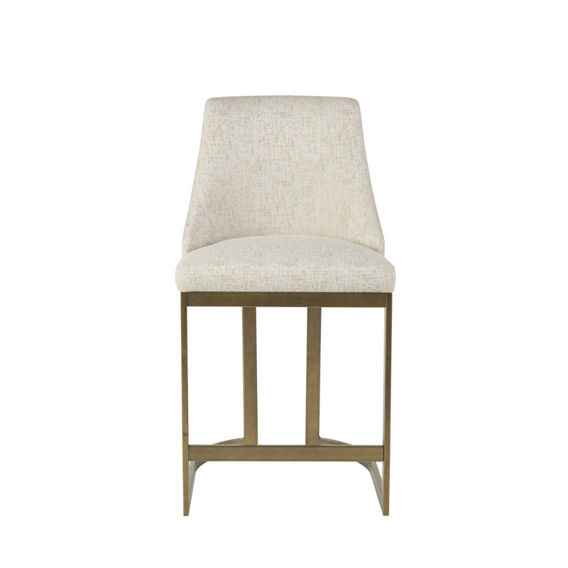 26"H Upholstered Counter Stool With Metal Base