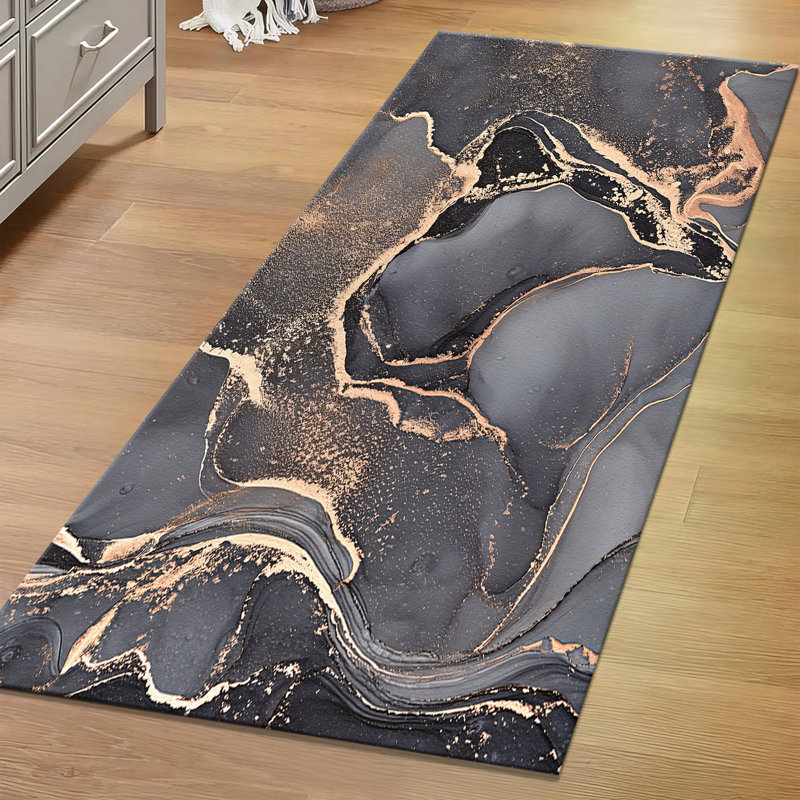 Chic Contemporary Floral Print Non Woven Thin Type Rug Perfect for Adding Sophisticated Style to Any Room in Your Home