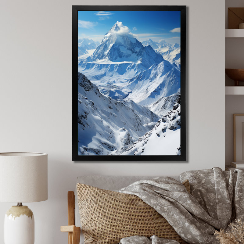 " Winter Snowy Peaks VI ", Black Single Picture Framed, 40" H x 30" W x 1.5" D