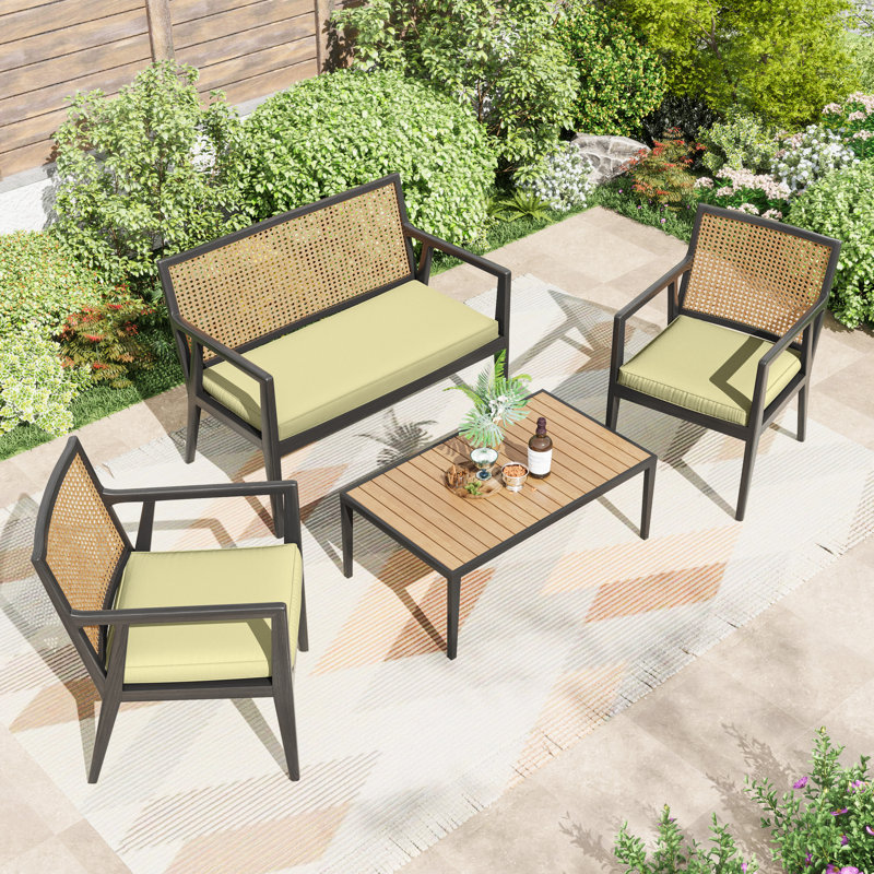 Cartert 3Pcs Outdoor Cushion Cover Set And Patio Seat Cushion Covers, Only Covers, Light Yellow