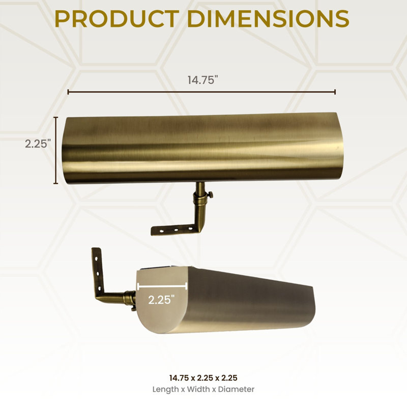 14.75'' Dimmable LED Wall Mounted Picture Light with Remote, Brushed Satin Brass